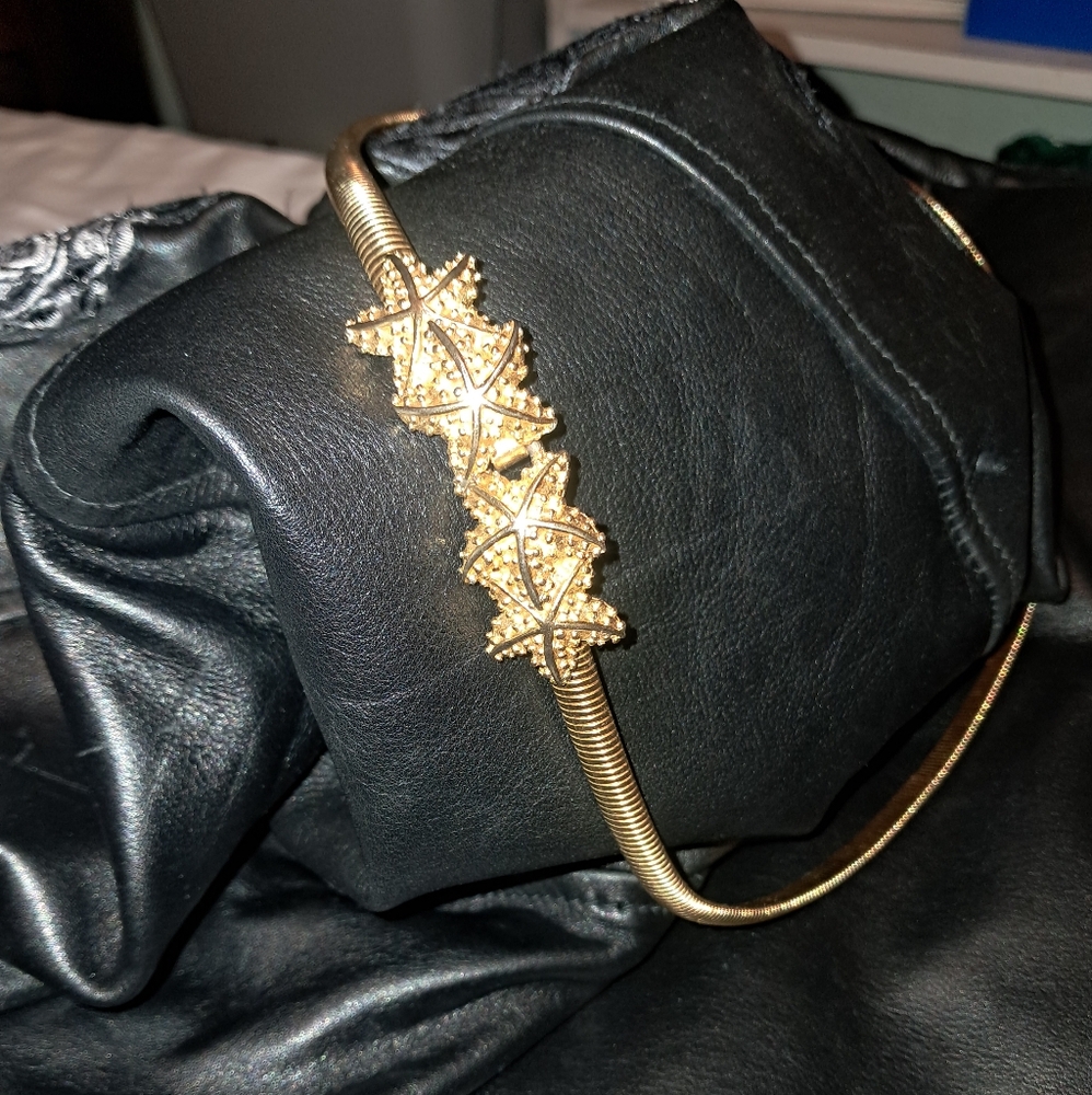 Vintage Rare Signed 1976 MIMI DI N Starfish Gold Toned Belt